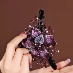 1pcs Large Elegant Floral and Leaf Style Hair Clip for Ponytail and Updo, Perfect Gift for Everyday Holidays, Shiny Daily Hair Accessories