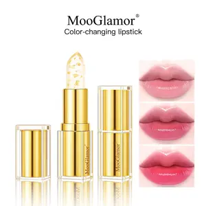 Gold Foil Color Changing Lipstick Long Lasting Makeup Showcasing Charm Crystal Lip Glossy Waterproof Smooth Easy To Apply Natural Makeup Cosmetic