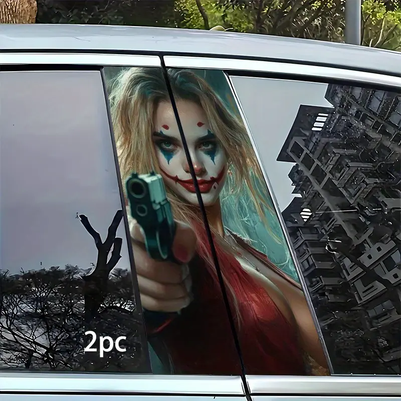 2pcs Very Beautiful And Interesting, Waterproof Vinyl, Easy-To-Apply Ethylene Stickers, Suitable for Vehicle Modifications, B&C Pillars And Door Center Columns