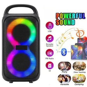 Portable Wireless Bluetooth Speaker, Heavy Bass, 1200mAh Large Capacity, with RGB LED Light, USB Charging And FM Radio, Dual Drivers 3 Inches Wide, Suitable for Outdoor Camping, Perfect Gift for Family And Friends, Back-to-school Gift