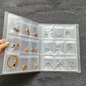 Large travel jewelry organizer box, jewelry home storage book ring fixture, presentation with transparent pocket, zipper bag bracelet with earring necklace, Jewelry Armoire Organizer