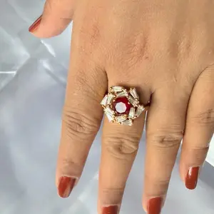 Gold tone finger ring for women