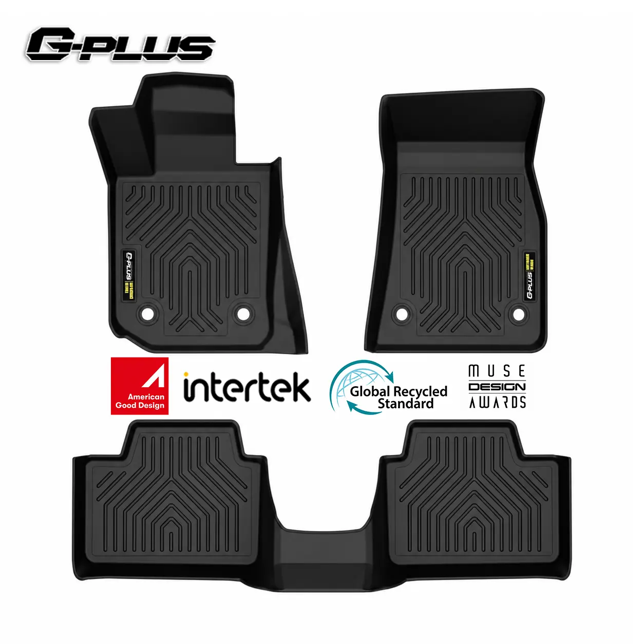 G-PLUS TPE Floor Mats Fit BMW 330i 2019-2023 / 320i M340i 2020-2023 Fit BMW M3 2021-2023 1st & 2nd Row Truck Accessories Cargo Liners All Weather Protection 3PCS Alfombras para Carro Black