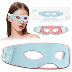 Amifiy Red Light Therapy for Eyes, 3 Minutes Infrared Red Light Eye Mask for Under Eye Dark Circles, Eye Bags & Wrinkles,  Soft Silicone，Collagen Booster Anti-Aging Device For Women & Men