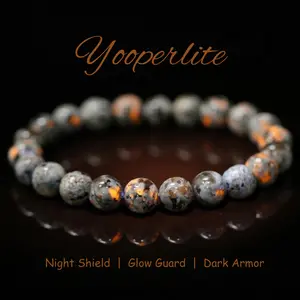 Yooperlite Natural Spiritual Bracelet 4mm 6mm 8mm 10mm Beads Healing Crystal for Men Women Valentine Gift Night Shield Glow Guard Dark Armor Body And Mind Balance Fluorescent Mineral