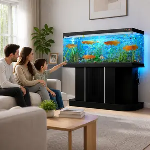 55-75 Gallon Fish Tank Stand with Power Outlet – Heavy Duty Cabinet Storage, 880LBS Capacity for Aquarium Turtle Reptile, Black