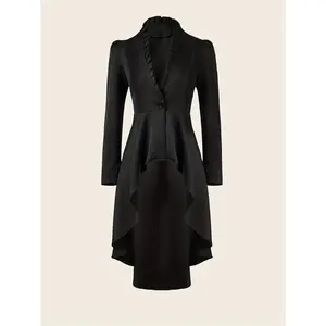 Women's Steampunk Classic Long Jacket Cape Top - Elegant, Unique, Perfect for Fashion Statements Fabric Womenswear