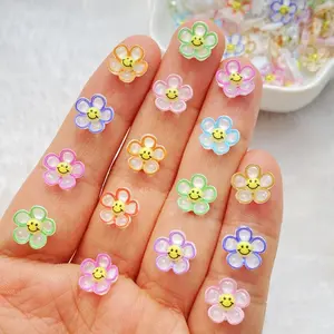 60 Cute Mini Colorful Sunflower Flat Back Resin Nail Art Decorations, Perfect for Manicure and Creative Projects, Christmas Nail Ideal Choice, Miniature Sunflowers
