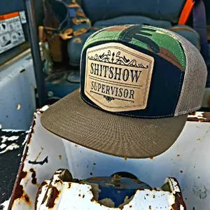 Shit Show Supervisor Leather Patch 7 Panel FLATBILL Hat