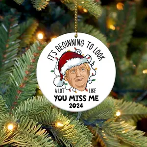 I'll be home for Christmas Ornament , President Round Ornament Sublimation, 2024 Ornament , Christmas President 2024 Ornament