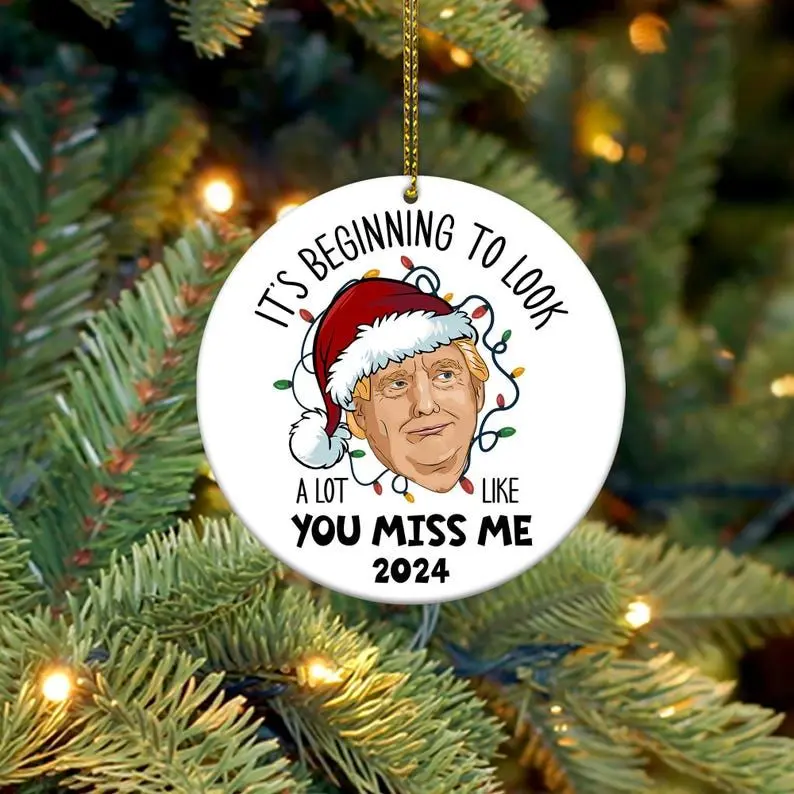 I'll be home for Christmas Ornament , President Round Ornament Sublimation, 2024 Ornament , Christmas President 2024 Ornament