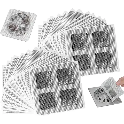 30PCS Disposable Floor Drain Sticker – Shower Drain Mesh Hair Catcher Filter for Bathroom, Laundry, Bathtub & Kitchen Sink, Self-Adhesive Peel & Stick, Prevents Clogs & Odors, Easy to Replace, Keep Drains Clean & Flowing, Essential Home Accessory