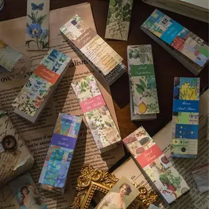 Vintage Plant Journal Stickers Set, Sticker Packs, 50 Sheets Random Colors Paper Strips, Retro Handmade Diary Decorations, Timeless Series Art Supplies
