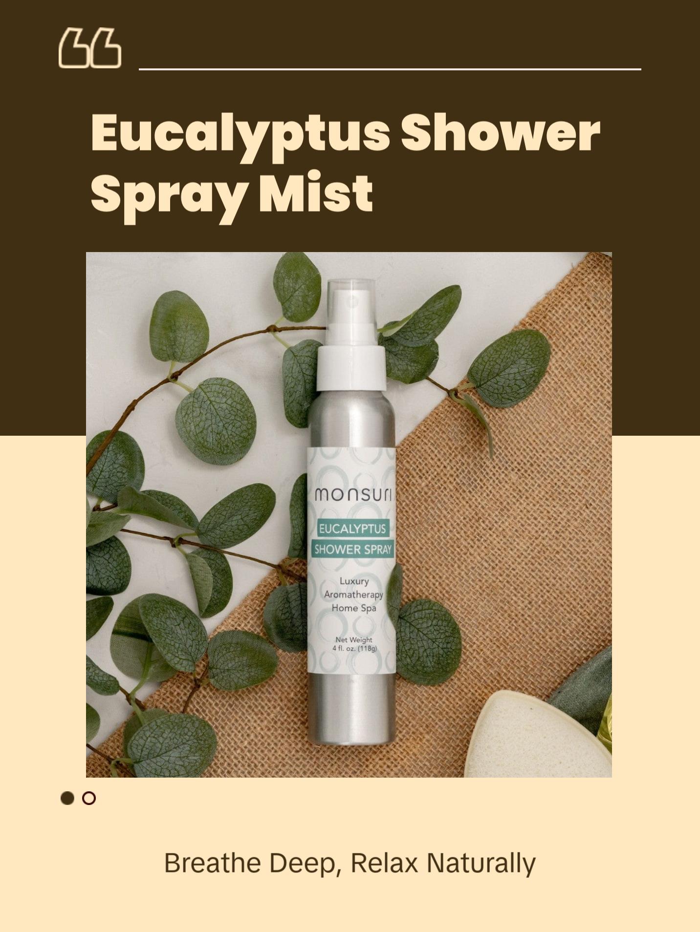 Eucalyptus Aromatherapy Shower Spray – Organic Sinus Relief & Stress Support Mist with Menthol & Peppermint Oils, Natural Spa Shower Steamer Alternative, Self-Care Spray for Congestion, Relaxation, and Deep Breathing