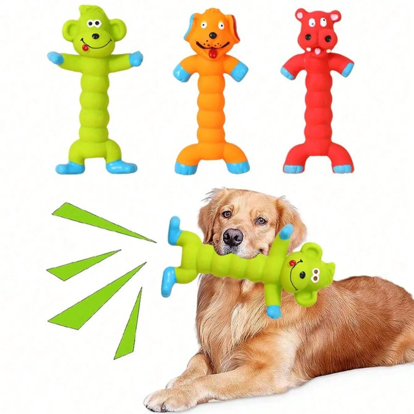 Anti-Scratch Squeaky Dog Toy, Dinosaur Lion Tiger Shapes, Chew Stick, Durable Chew, Interactive Tough Chewer Chew Toys for Small Medium Dogs, Fun Animal Design, Fun Animal Design