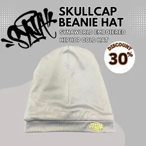 SynaWorld Knitted Skull Hat Men's Casual Beanie Hat with Embroidery Print, Syna Beanie Hat Men Women Paragraph Quality hat Y2k