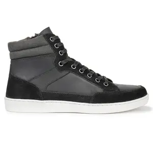 Crevo Mens Seiler High Lace Up Sneakers Shoes Casual - Black