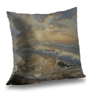 Begin Home Decor C1PO1616XVNNXJ 16 x 16 in. Seagull on the Beach Pillow - Coastal Home Decor Accent