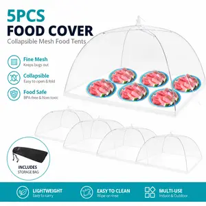 5 Pack Collapsible Food Covers for Outside – Instant Pop Up Mesh Tents, Portable Picnic & Pool Party Supplies, Outdoor Food Protector Screens – Keep Food Safe from Flies