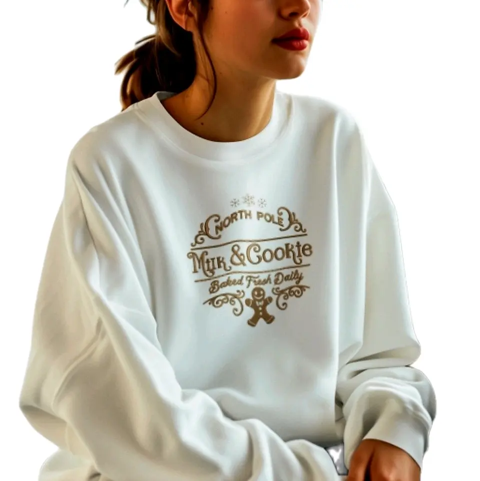 Milk cookies sweater Tops Comfortable Cotton Polyester christmas party xmas sweater comfy fall Womenswear Breathable christmas sweatshirt