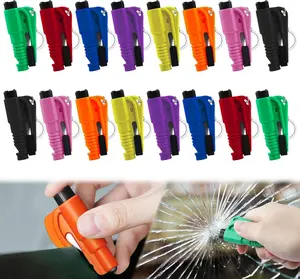B BRAZIFY 16Pcs Car Window Breaker Key Chains, Portable 3 in 1 Glass Breaker/Seat Belt Cutter/Survival Whistle, Safety Emergency Escape Tools, Multifunctional Car Accessories for All Vehicles