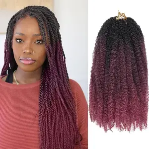 18 Inch 8 Packs Marley Twist Braiding Hair Long-Lasting Marley Hair Fluffy&Tangle-Free Cuban Twist Hair for Braiding  Crochet Hair Natural Look Synthetic Spring Afro Kinky Twist Hair Extensions Ombre T1B/99J/530#