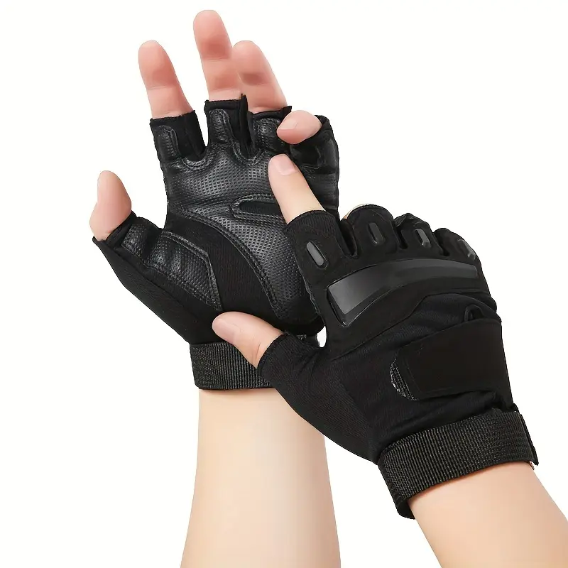 Men's and Women's Non-Slip Breathable Fitness Cycling Outdoor Sports Half Finger Gloves 1 Pair Elbow Wraps Deadlift Straps