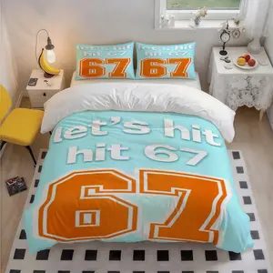 3Pcs Target 67Themed Polyester Vibrant Bedding Set, Colorful Art Print, Warm Christmas Gift, Great for Home & Guest Room, 1 Duvet Cover + 2 Pillowcases (No Insert)
