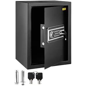 VEVOR Safe Box, TikTokShopBlackFriday, 2.1 Cubic Feet Money Safe with Fingerprint Lock and Digital Keypad, Fireproof Home Safes with A Removable Shelf, Wall-Mounted Security Safe for Cash, Watch, Passport, Document, Black