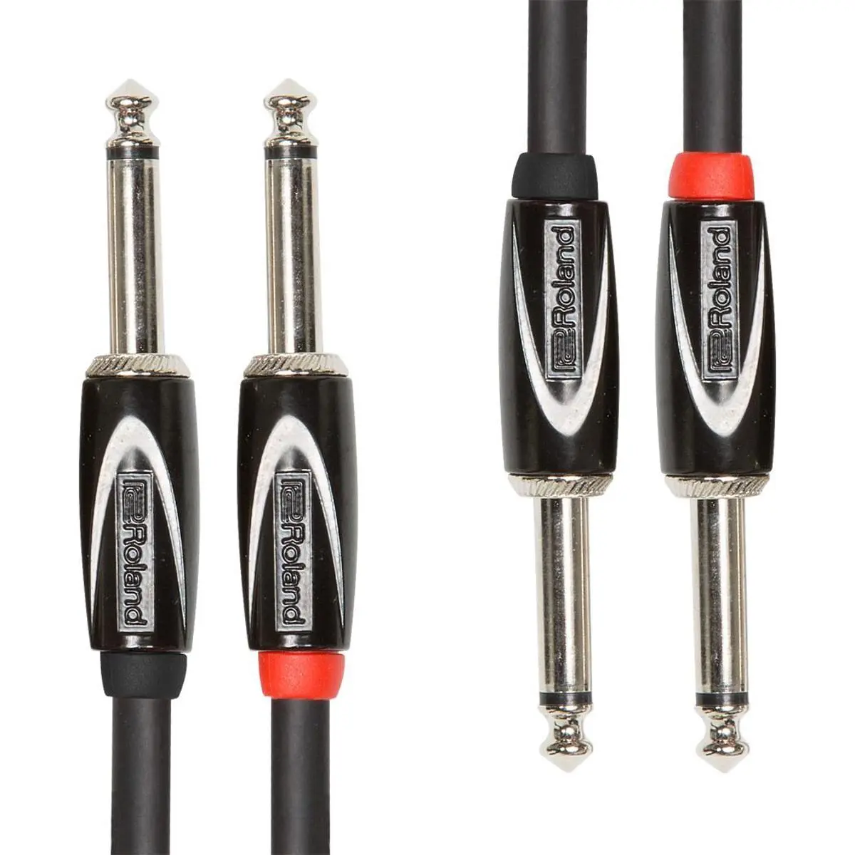 Roland Black Series 5' Durable Copper Core Stereo Dual Interconnect Cable - Dual 1/4" to 1/4" Connectors, for Mixers & Instruments, Audio & Video Accessories, Mixer
