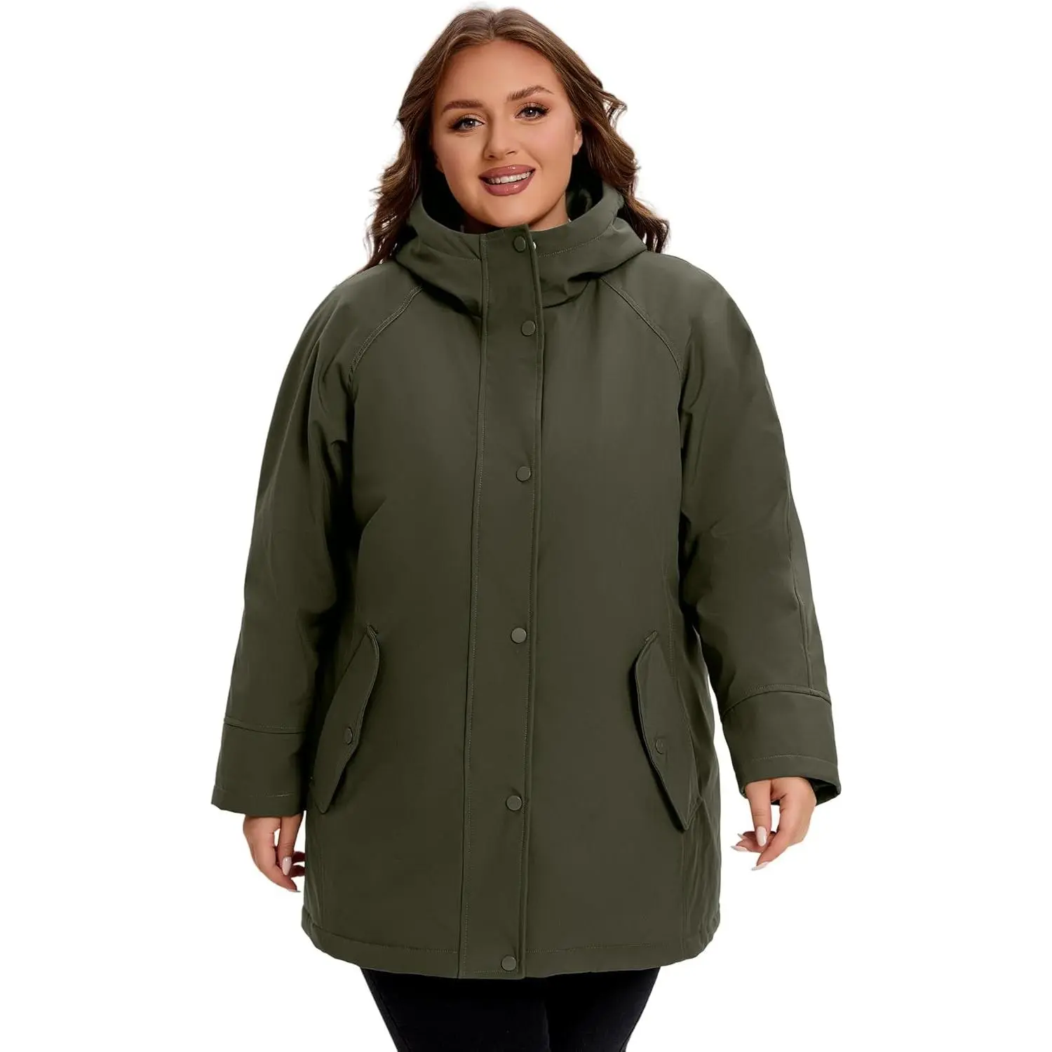WINDMILL Womens Plus Size Softshell Jacket, Warm Windbreaker Coat with Hood (1X-6X)