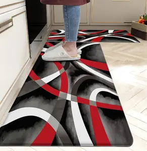 Kitchen Mats for Floor red Kitchen Rugs Modern Abstract Circle Anti  Kitchen Mats  Floor Mats Cushioned Non-Skid Standing Mats for Laundry, Office, Set of 2,17.3 x 28+17.3 x  Inch