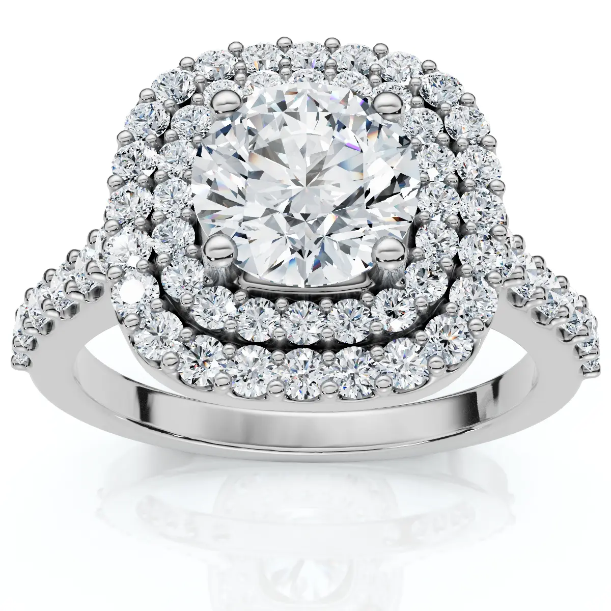 2 1/4 Ct Diamond Cushion Halo Engagement Ring 14k White Gold Lab grown