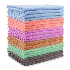 Coral Velvet Kitchen Dishcloths 24 Pack - Soft Reusable Dish Towels, Highly Absorbent Cleaning Cloths, Assorted Colors, 7X9 Size - Gift