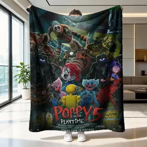 Poppy Playtime Flannel Blanket, Soft and Skin-Friendly, Warm Sofa Bedroom Nap Blanket, Multi-Scene Use, Classic Style, Print Pattern