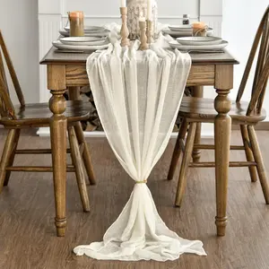 Rectangular Tablecloth, Ivory Cheese Cloth, Bohemian Mesh Spring Tablecloth, 120 Inches Long, Ideal for Weddings, Parties, Easter Decorations