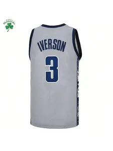MEAN MACHINE Men's #3 Georgetown Collegiate Athletic Iverson Basketball Jersey,Exquisite Embroidered Training Match Basketball Net Jersey