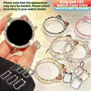 KAYKWONG'S Cartoon Cat Rhinestone Watch Case, Fits for Huawei Watch Gt4/5/6, Huawei Watch Fit3/4 Pro, 8/9/10NFC Series, 41mm/42mm/46mm, Full Coverage Protection, Smartwatch Accessories