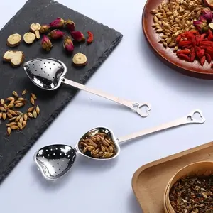 Heart Shape Stainless Steel Tea Strainer, Locking Spice Tea Ball Infuser, Mesh Infuser Strainers, Kitchen Accessories, Tea Scoop