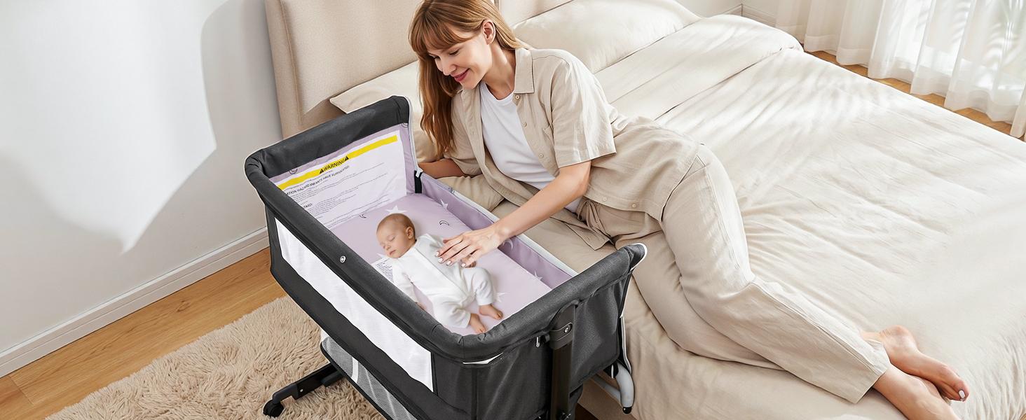 Baby Bassinet, Baby Basinet Bedside Sleeper, Easy to Fold Portable Crib Side Bassinet new Style Girl/boy bassinets