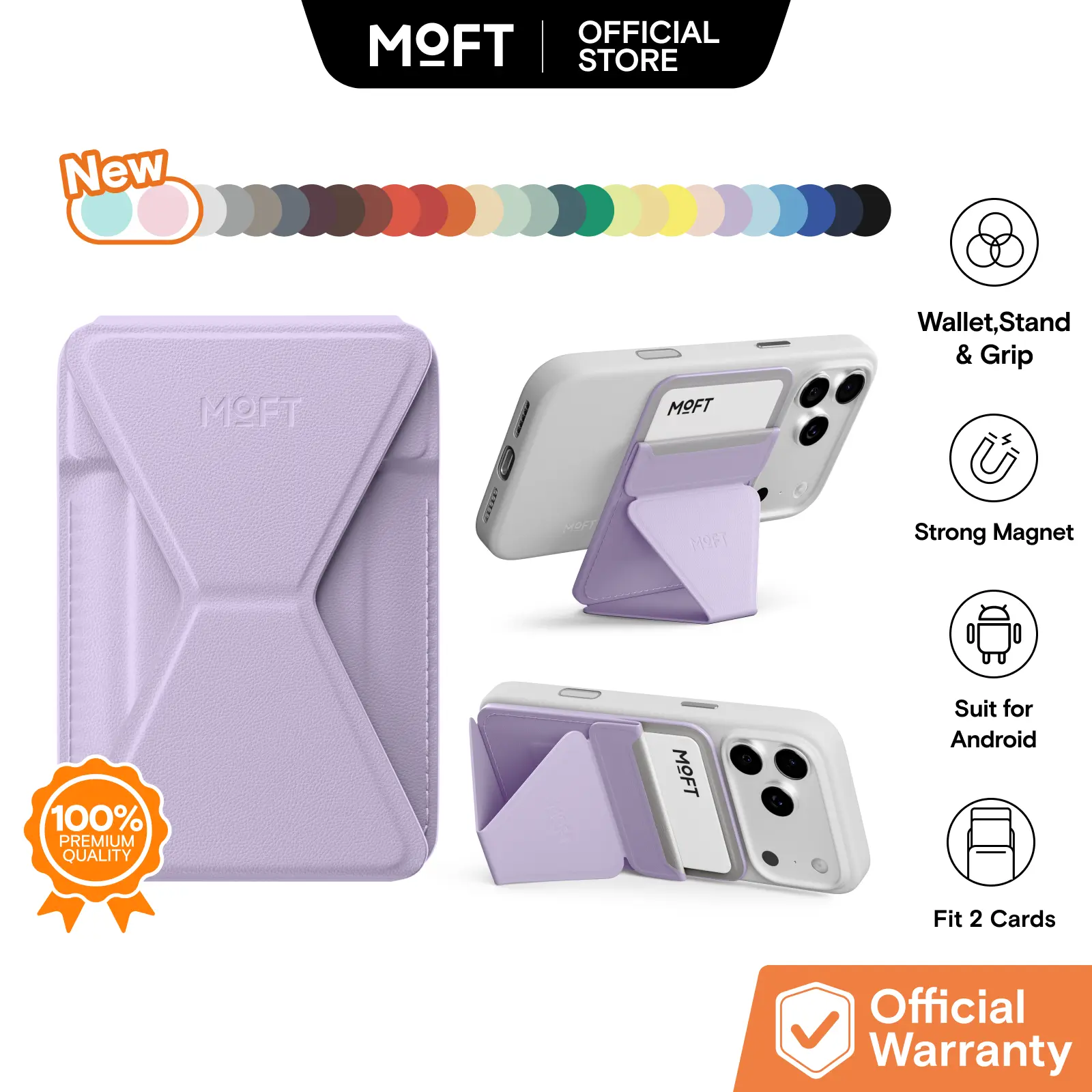 MOFT Snap-on Mobile Cell Phone Mount Holder & Wallet - MagSafe Compatible Black Magnetic Accessory with Built-in Stand, Minimalist On-the-Go Outdoor Use, Cell Phone Mounts