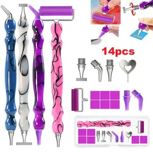 DIY Adult Resin Plastic Diamond Painting Brush Set Tools Accessories, Includes Drill Bead Pen, Stainless Steel/plastic Tips, Multi-Function Pens