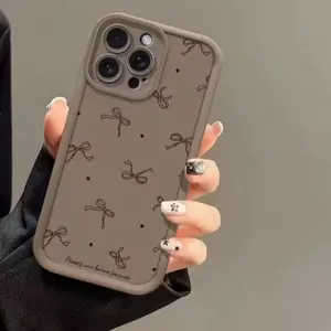 High Bamboo Compatible Simple Bow Pattern Phone Case, Fits iPhone 11/12/13/14/15 Series, Durable & Stylish Accessory