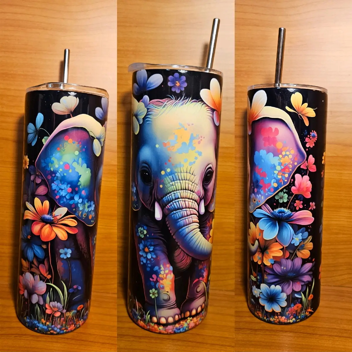 Elephant 20oz Tumbler Bottle Drinkware Metal Reusable Stainless Straw Water Bottles Beverage Sturdy Portable