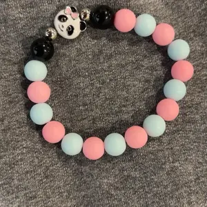 Bubblegumberry Berrybeads Bracelet Panda Series with Pink & Blue Beads and Adorable Panda Charm