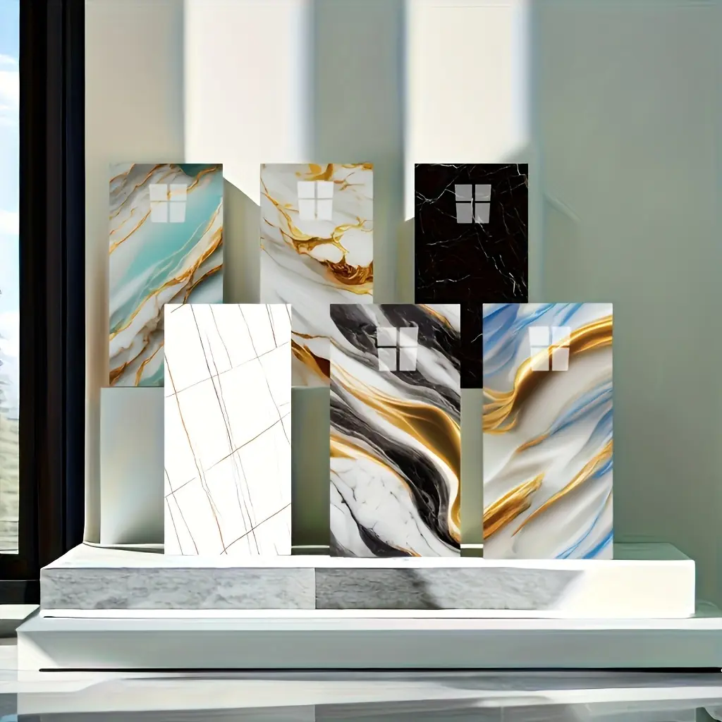 20PCs/40PCs White Marble Tile and Wall Sticker, Easy to Stick and Peel, Waterproof Self-Adhesive Board for Kitchen, Living Room, Bathroom, Corridor, Home and Dormitory, 23.62*11.8 Inch