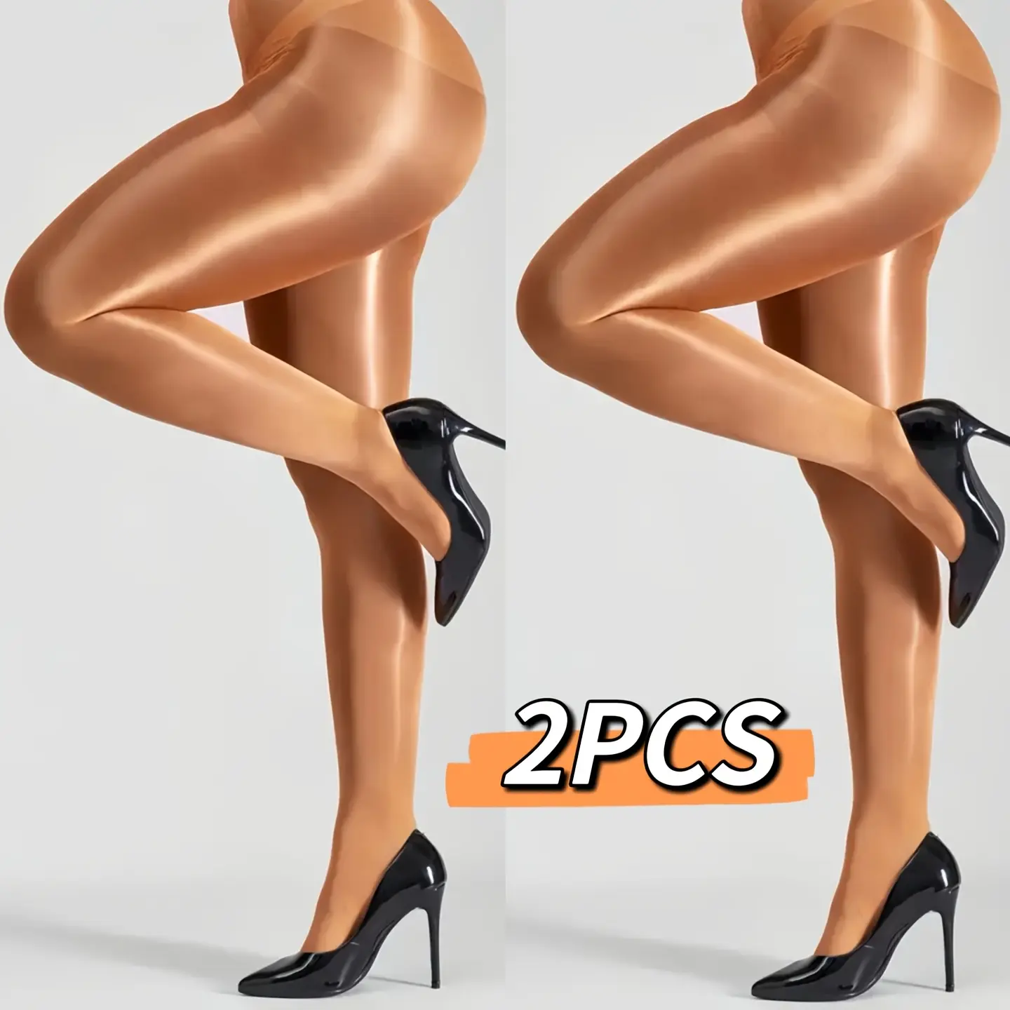 2 Pairs Pantyhose for Women Plus Size, Oil Shiny Sheer Tights, High Waist Sexy Shimmer Stockings for Women Breathable Fit Elegance Womenswear