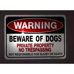 High Reflective Beware of Dog Sign Aluminum No Trespassing Security for Home Decor Wall House Living Room Kitchen Bedroom