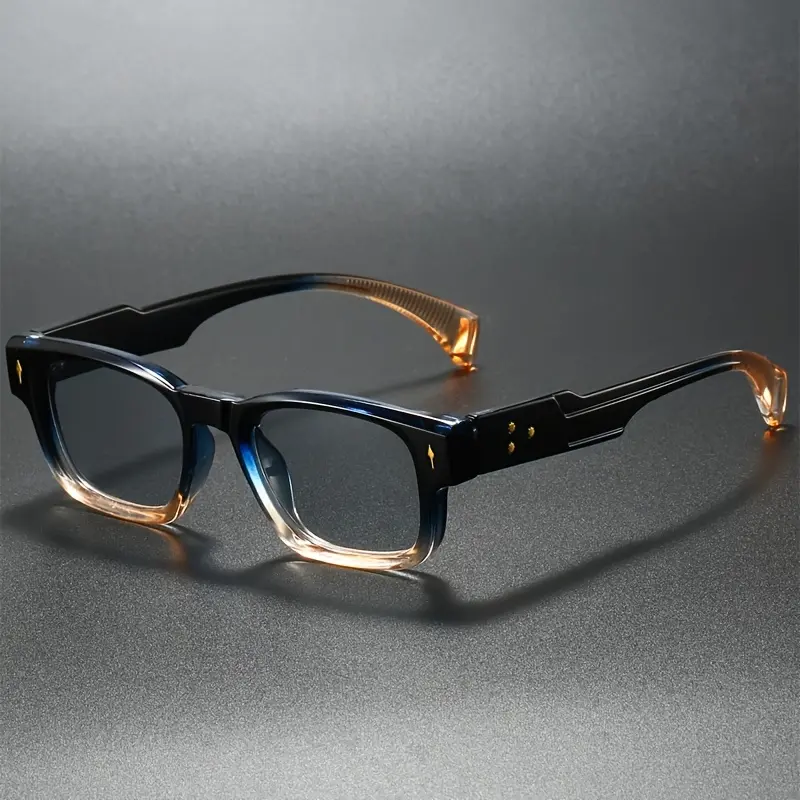Men's Retro Arrow Rivet Decor Full Rim Polycarbonate Square Frame High Quality Eyeglasses - Lightweight, Durable Men's Accessories for Casual & Formal Occasions