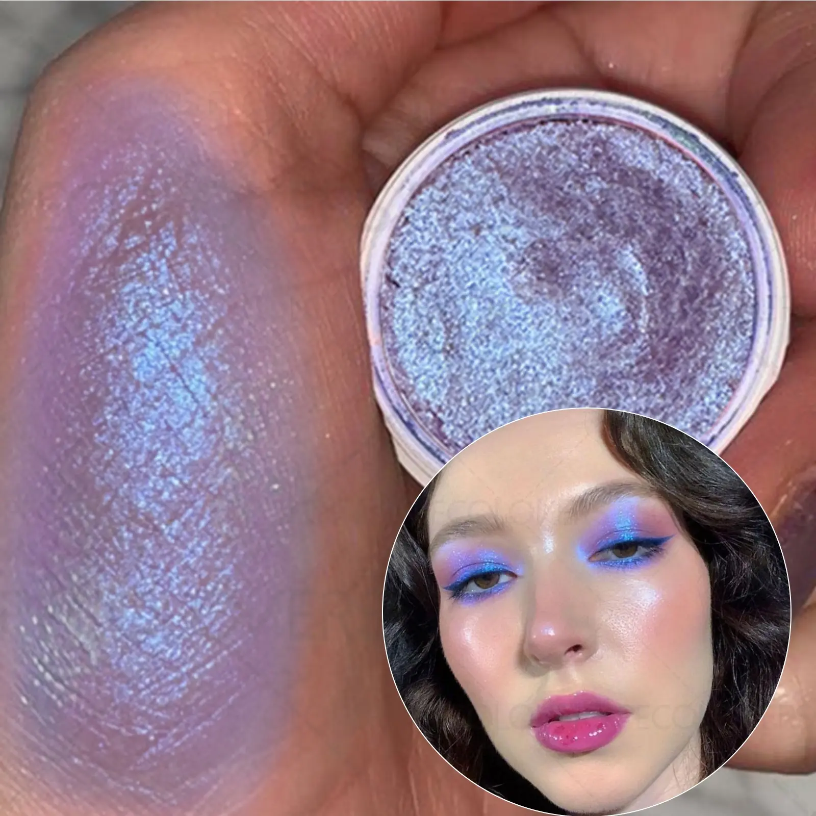 1PC Purple Polarized Chameleon Highlight Eyeshadow Powder - All Day Illuminator, Sparkling, Pearlescent Shine, Fine Powder, Easy To Blend and Brighten, Perfect for Christmas and Holiday Parties